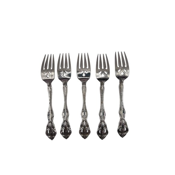 Oneida Michelangelo 5-Piece Silver Plated Salad Forks Set - Picture 4 of 5